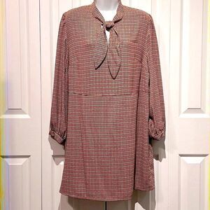 H&M Long Sleeve Plaid Tunic Dress Size L/P‎